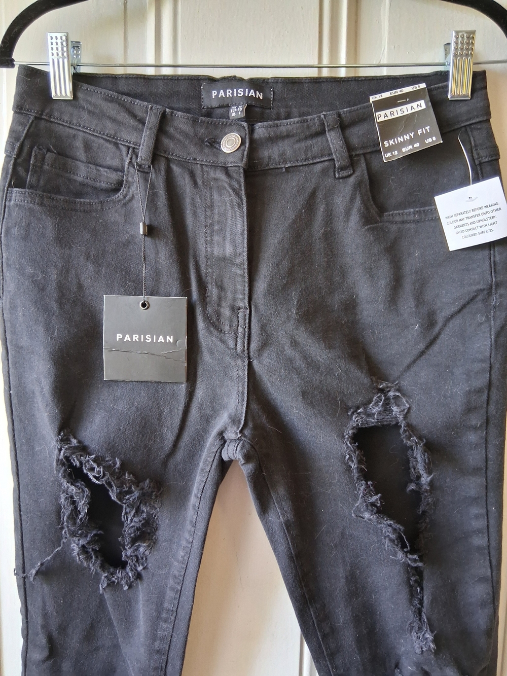Parisian Works Black Distressed Skinny Jeans